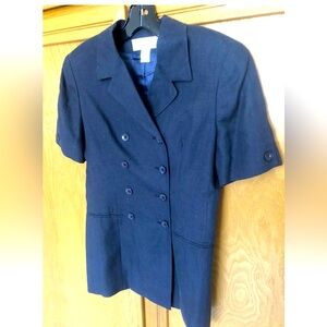 Jones New York Pet. classic dbl breasted long linen top 2P